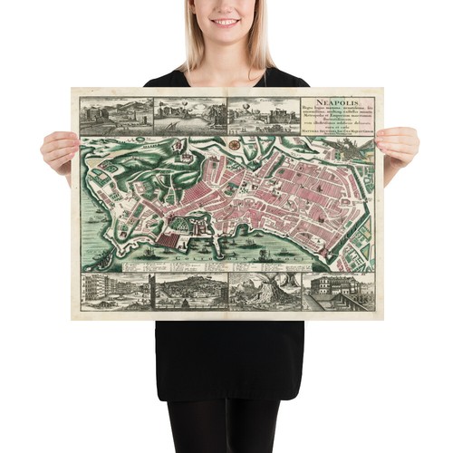 Vecchia mappa napoli italia - napoli,