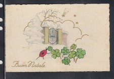 Cartolina Buon Natale Cancello Quadrifoglio Coccinella Stella Z131