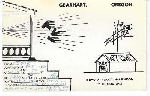 Scheda radio qsl 1958 gearhart - radio,