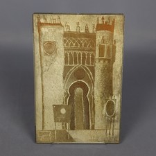 Clichè Placca Matrice Serigrafica Metallo Castello Firmato Franco Gentilini 1970