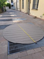 Tappeto rotondo in cocco naturale bordato color grigio medio, usato pochissimo d