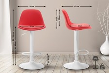 Sgabello di design KIEL in similpelle bianco,rosso 324844 