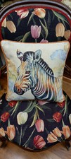 Federa copri cuscino artigianale 45x45cm in tessuto Gobelin Zebra