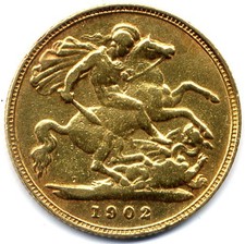  Great Britain UK - Edward VII - Gold Half Sovereign 1902 London mezza sterlina