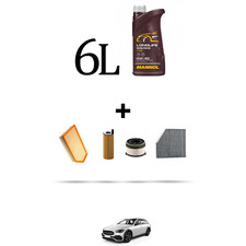 HOFFCAR Kit tagliando 4 FILTRI e 6L OLIO per Mercedes Classe C (W206,S206) 200 d