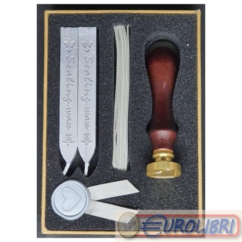 Timbro ceralacca cuore con - x,