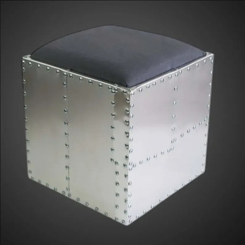 Pouf imbottito alluminio - pouf,