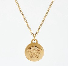Versace - Collana con ciondolo testa di Medusa tono oro e scatola nuova
