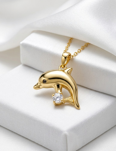 Ciondolo delfino moissanite