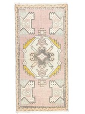 Tappeto da bagno runner, tappeto da bagno, tappeto turco vintage Oushak, tappetino per porta, 1'7''x3'3''