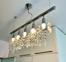 Sospensione elegante moderna cristalli pendenti a 5 luci lunghezza 80