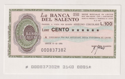 Miniassegni banca del salento - miniassegni,