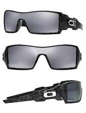 Nuovi occhiali da sole Oakley Oil Rig / testo fantasma argento / lenti nere / iridio