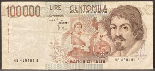 Italia 100 000 lire caravaggio - lire,