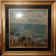 Quadro olio F. Morello,scena marina