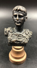 STATUA STATUETTA MEZZO BUSTO IMPERATORE ROMANO OTTAVIANO AUGUSTO IN BRONZO