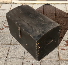 ANTICA CASSA BAULE MILITARE DA VIAGGIO IN LEGNO