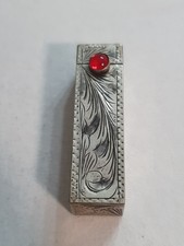 Antico Porta Rossetto Con Pietra Rossa Anni '30 Arg.800