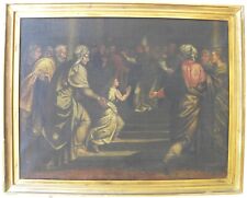 Presentazione di MARIA al TEMPIO dipinto ANTICO olio su tela cm53x68 Italia ‘700