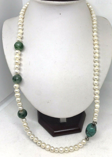 Lunga collana luminose perle - lunga,