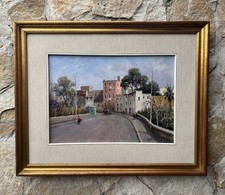 Quadro -Strada Di Paese- Vincenzo Canino dipinto a olio su tavoletta