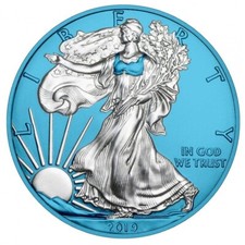 1 $ DOLLARO Space Blue Edition - American Silver Eagle USA 1 oz Argento 2019