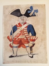 Dipinto tempera antico uniforme armata sarda 1758 Reggimento Granatieri