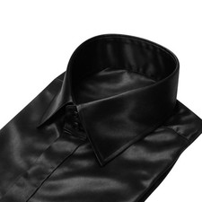 Camicia uomo raso nero lucido