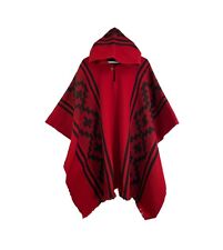 Poncho con cappuccio in lana