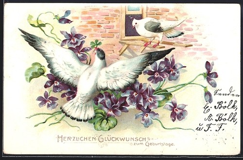 Cartolina rilievo colombe - cartolina,