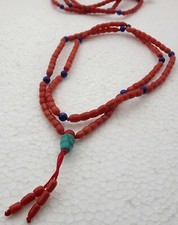 Buddista tibetano 108 perline Mala preghiera corallo rosso 藏傳佛教的108紅珊瑚念珠馬拉 तिब्बती बौद्ध 3
