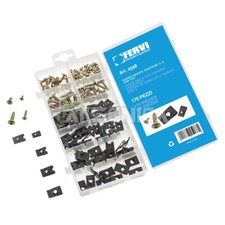 Assortimento 170 piastrine con clip a U e vite autofilettante FERVI 0398