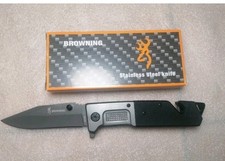 Coltello Browning pieghevole Da332 caccia acciaio inox comodo Con RompiVetro