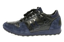 Mens JOHN GALLIANO navy blue / black leather fashion sneakers sz. 41 NEW!