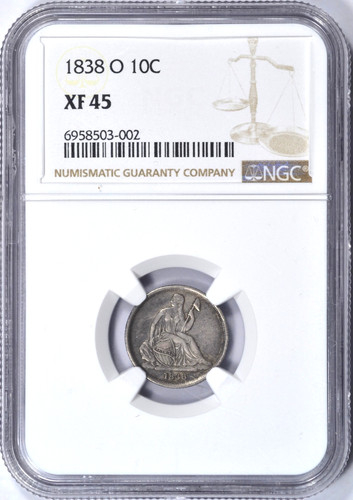 1838 seduto liberty dime - seduto, ngc