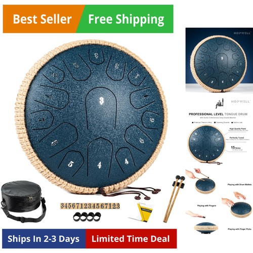 Steel tongue drum 13 inches - tongue,