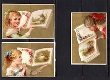 Ragazza che legge libri, carte commerciali vittoriane Philadelphia