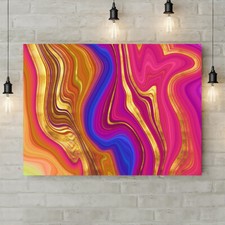 Texture Pink Blue Gold Canvas Rolled Wall Art Print - Various Sizes 