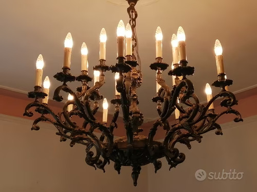 Lampadario bronzo vintage - lampadario,