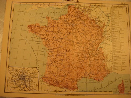 Antica mappa francia con - antica,