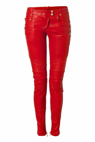 Pantalone donna pelle rosso