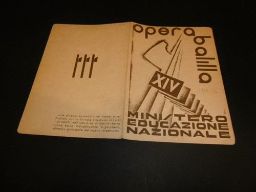 Pagella anni opera balilla - anni, '30