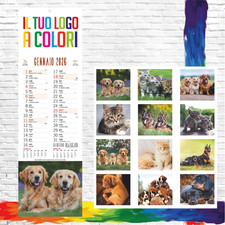 100 CALENDARI PERSONALIZZATI  CANI E GATTI SLIM CON LA TUA GRAFICA A COLORI