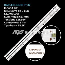 KIT 3 BARRE STRIP LED TV INNOHIT L32A06LS01 IH32ZA7 LED-V32C02D PB07D626
