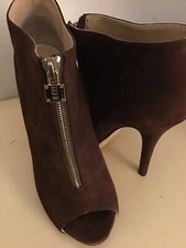 Elisabetta Franchi stivali donna marroni scamosciati tacco punta aperta US 7 euro 38