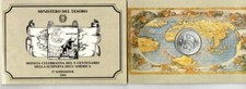 ITALIA 1991 scoperta dell'AMERICA MONETA L.500 ARGENTO FDC/UNC SILVER N810