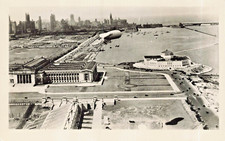 CHICAGO~PARCO SOVVENZIONE AEREA-DIRIBILE + ACQUARIO CAPANNONE~LOTTO DI 2 CARTOLINE FOTOGRAFICHE