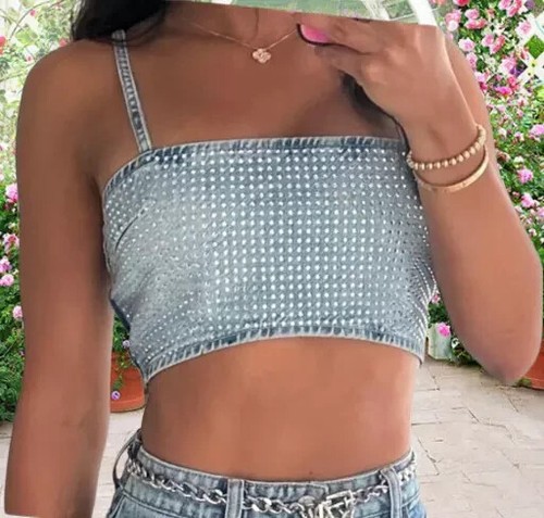 Zara denim crop top - crop, grande
