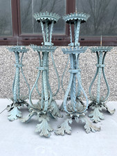 Lotto 6 candelabri ferro battuto Zalaffi Siena fine XIX sec.