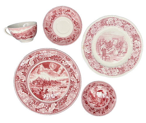 Set piatti transferware rosa - set,
